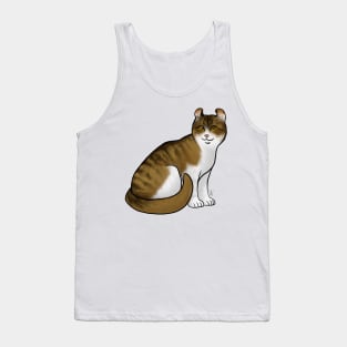 Cat - American Curl - Shorthair White and Tabby Tank Top